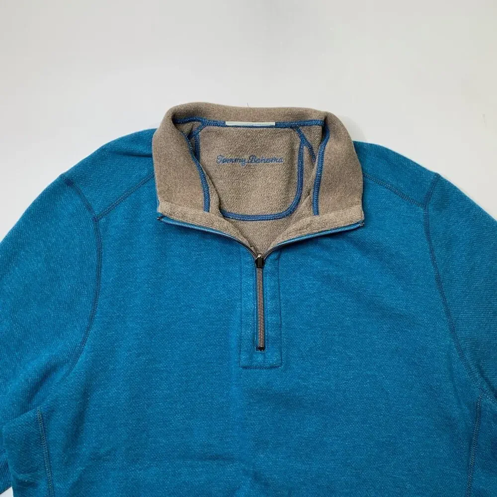 Tommy Bahama Sweatshirt Mens M Medium Flipshore Half Zip Reversible Pullover